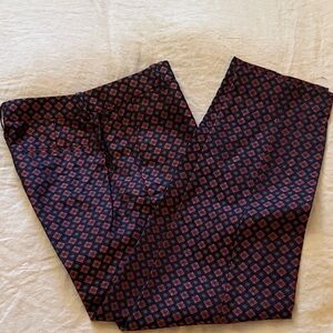 J.Crew Collection women’s Silk Navy Rust Patterned Pants size 2